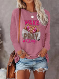 Letter Print Round Neck Casual Long Sleeve Crew Neck Fall & Winter Clothes Daily T-Shirts, Hoodie, Sweatshirt - T-Shirt, Sweatshirt, Hoodie