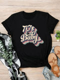 Letter Print Round Neck Vintage Casual Short Sleeve Daily All Seasons Outfitstyle{N002}8 T-Shirts, Hoodie, Sweatshirt - T-Shirt, Sweatshirt, Hoodie