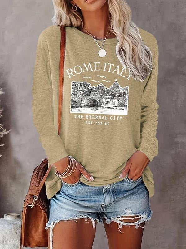 Letter Print Round Neck Casual Long Sleeve Crew Neck Fall & Winter Clothes Daily Wearstyle{N002}16 T-Shirts, Hoodie, Sweatshirt - T-Shirt, Sweatshirt, Hoodie