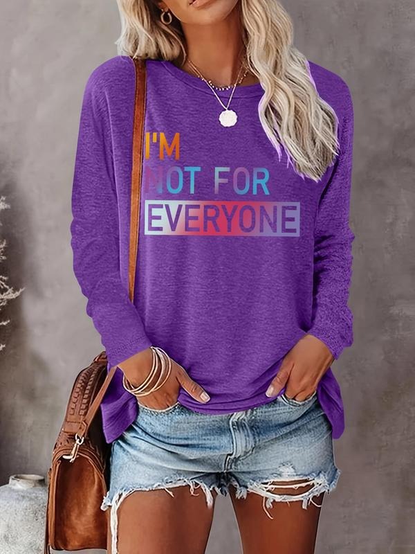 Letter Print Round Neck Casual Long Sleeve Crew Neck Fall & Winter Clothes Daily Wearstyle{N002}2 T-Shirts, Hoodie, Sweatshirt - T-Shirt, Sweatshirt, Hoodie