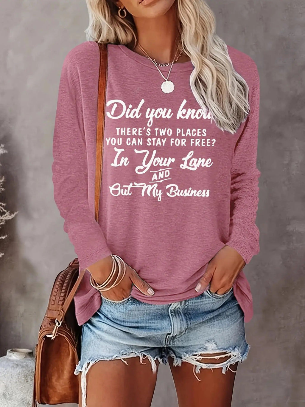 Letter Print Round Neck Casual Long Sleeve Crew Neck Fall & Winter Clothes Daily Wearstyle{N002}3 T-Shirts, Hoodie, Sweatshirt - T-Shirt, Sweatshirt, Hoodie