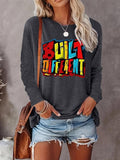 Letter Print Round Neck Casual Long Sleeve Crew Neck Fall & Winter Clothes Daily Wearstyle{N002}5 T-Shirts, Hoodie, Sweatshirt - T-Shirt, Sweatshirt, Hoodie
