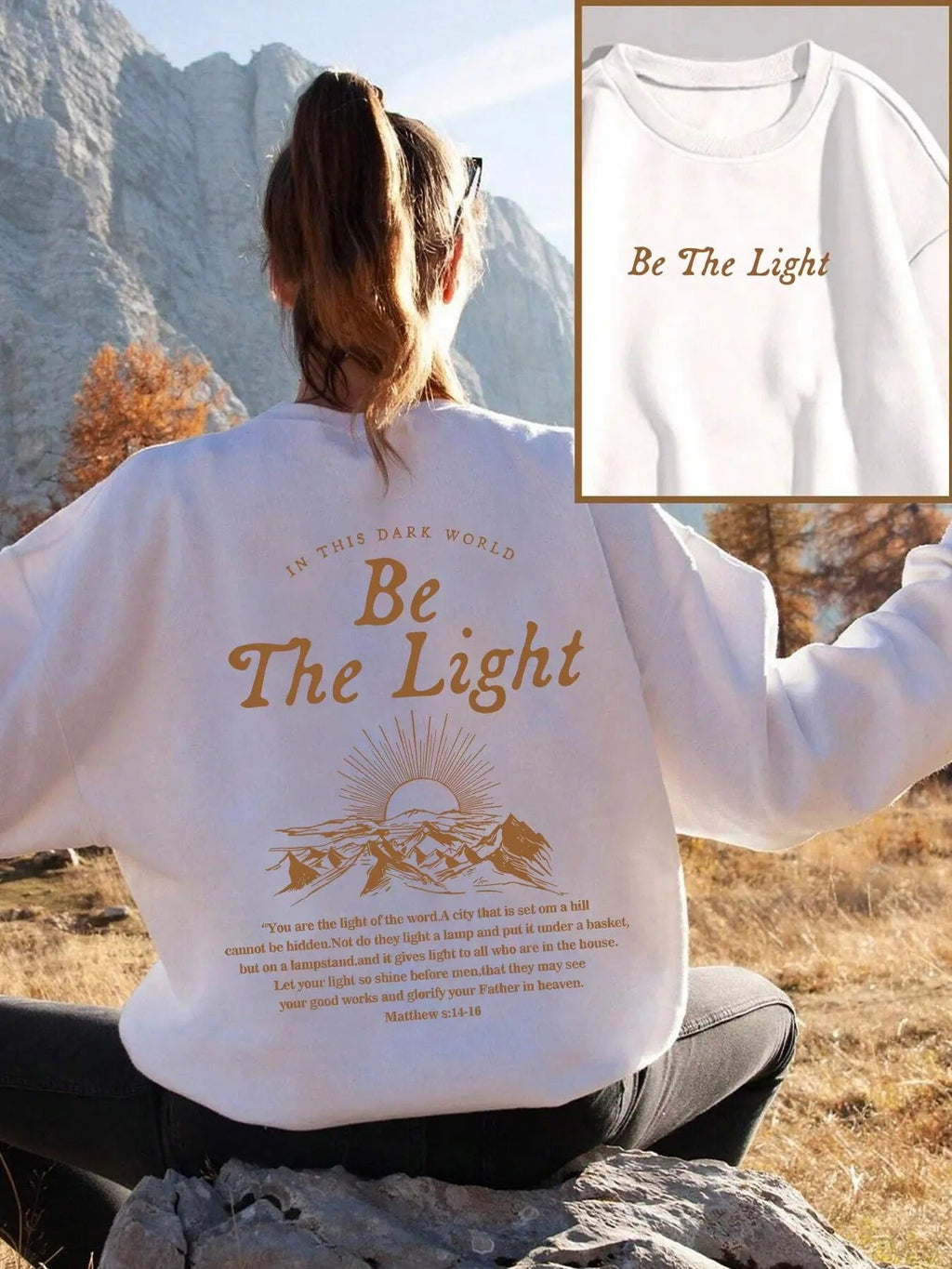 Letter Print Round Neck Casual Long Sleeve Crew Neck Spring & Fall Top Daily T-Shirts, Hoodie, Sweatshirt - T-Shirt, Sweatshirt, Hoodie