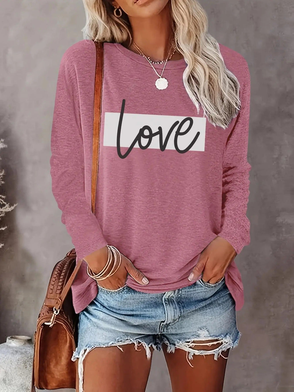 Letter Print Round Neck Casual Long Sleeve Crew Neck Fall & Winter Clothes Daily T-Shirts, Hoodie, Sweatshirt - T-Shirt, Sweatshirt, Hoodie
