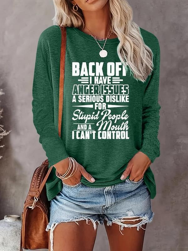 Letter Print Round Neck Casual Long Sleeve Crew Neck Fall & Winter Clothes Daily Wearstyle{N002}3 T-Shirts, Hoodie, Sweatshirt - T-Shirt, Sweatshirt, Hoodie