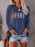 Letter Print Round Neck Casual Long Sleeve Crew Neck Fall & Winter Top Daily Wearstyle{N002}5 T-Shirts, Hoodie, Sweatshirt - T-Shirt, Sweatshirt, Hoodie