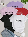 Letter Print Round Neck Casual Short Sleeve Crew Neck Summer Top Daily Wearstyle{N002}10 T-Shirts, Hoodie, Sweatshirt - T-Shirt, Sweatshirt, Hoodie