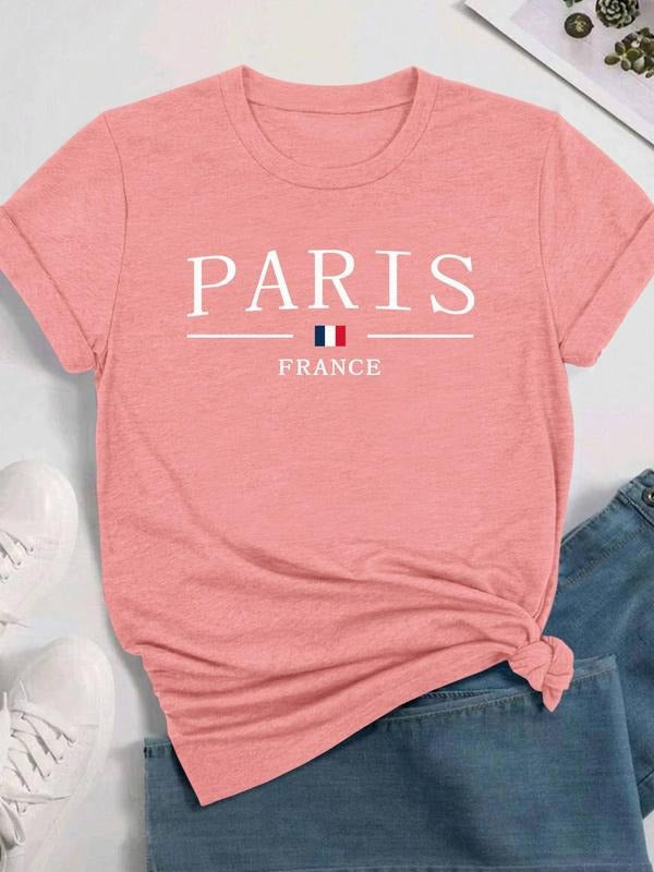 Letter Print Round Neck Casual Short Sleeve Crew Neck Daily Clothes All Seasonsstyle{N002}13 T-Shirts, Hoodie, Sweatshirt - T-Shirt, Sweatshirt, Hoodie
