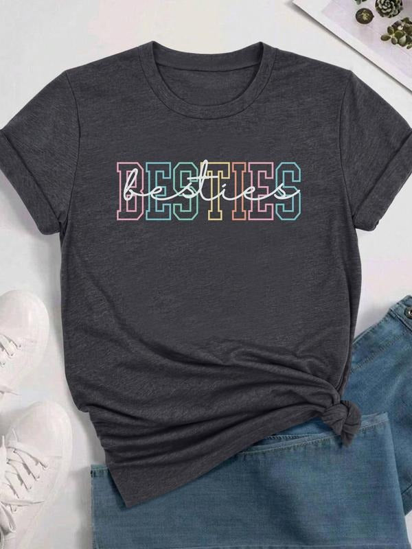 Letter Print Round Neck Casual Short Sleeve Crew Neck Daily Clothes All Seasonsstyle{N002}7 T-Shirts, Hoodie, Sweatshirt - T-Shirt, Sweatshirt, Hoodie