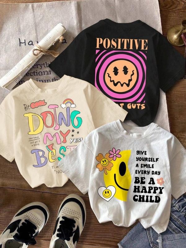 Letter Print Round Neck Casual Short Sleeve Crew Neck Summer Top Daily Wearstyle{N002}6 T-Shirts, Hoodie, Sweatshirt - T-Shirt, Sweatshirt, Hoodie
