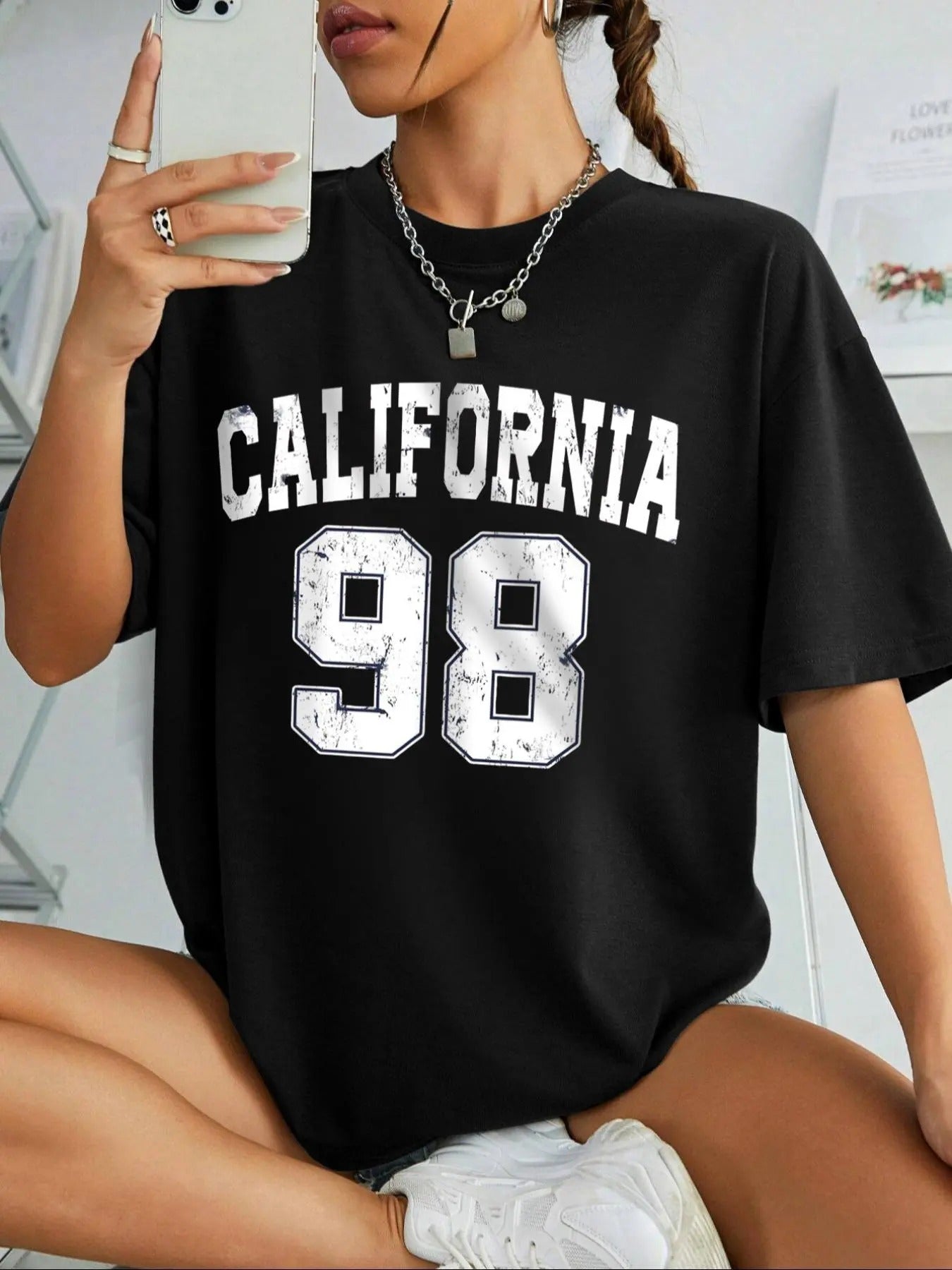 Letter Print Round Neck Casual Short Sleeve Daily Summer Clothes T-Shirts, Hoodie, Sweatshirt - T-Shirt, Sweatshirt, Hoodie