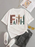 Letter Print Round Neck Casual Short Sleeve Summer Clothes Daily T-Shirts, Hoodie, Sweatshirt - T-Shirt, Sweatshirt, Hoodie