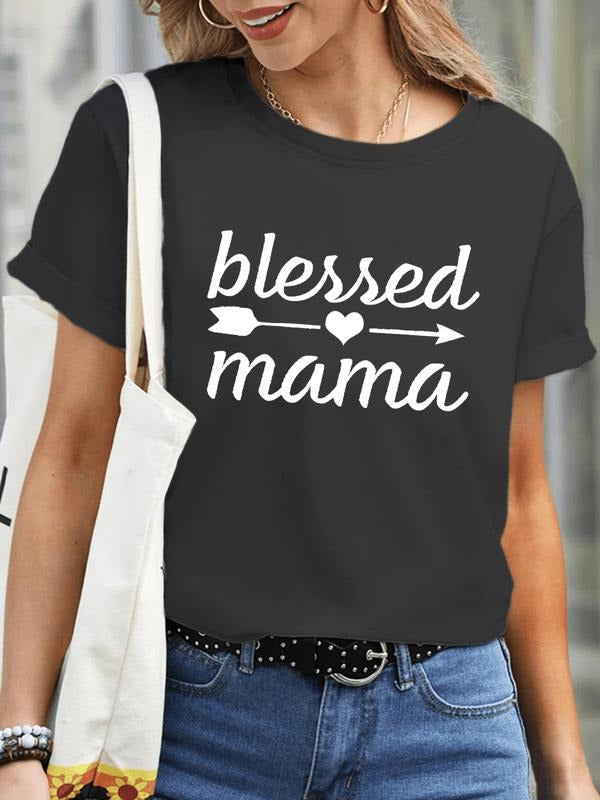Letter Print Round Neck Summer Clothes Casual Short Sleeve Crew Neck Summer Top Daily T-Shirts, Hoodie, Sweatshirt - T-Shirt, Sweatshirt, Hoodie