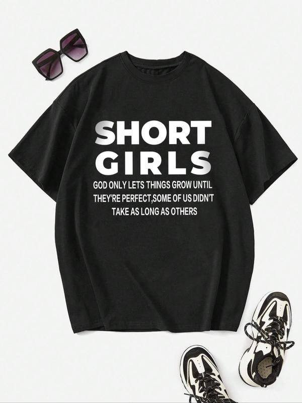 Letter Print Round Neck Summer Clothes Short Sleeve Crew Neck Daily Casual Summer Top Womenstyle{N002}2 T-Shirts, Hoodie, Sweatshirt - T-Shirt, Sweatshirt, Hoodie