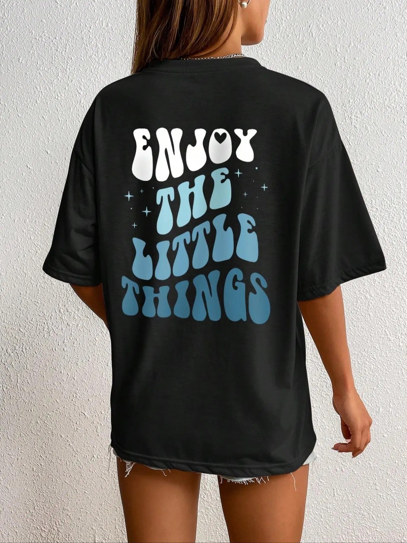 Letter Print Round Neck Casual Drop Shoulder Half Sleeve Daily Summer T-Shirts, Hoodie, Sweatshirt - T-Shirt, Sweatshirt, Hoodie