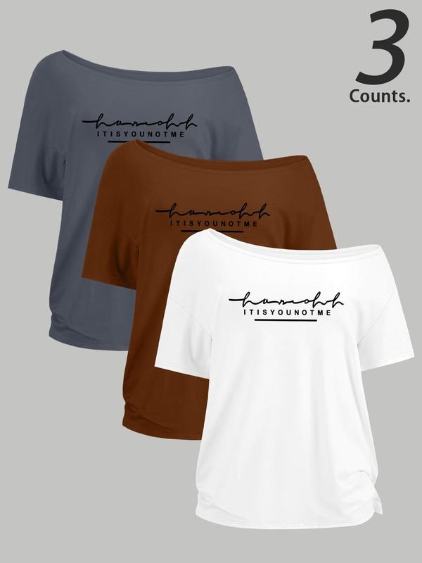Letter Print Casual Short Sleeve Daily Clothes All Seasons T-Shirts, Hoodie, Sweatshirt - T-Shirt, Sweatshirt, Hoodie