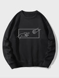 Loose Fit Print Round Neck Casual Long Sleeve Top Fall & Winter Daily Going Out T-Shirts, Hoodie, Sweatshirt - T-Shirt, Sweatshirt, Hoodie