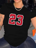 Number "23" Print Short Sleeve Round Neck Causal Preppy Summer Top Daily Teen T-Shirts, Hoodie, Sweatshirt - T-Shirt, Sweatshirt, Hoodie