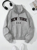 Plain Print Half Zip Up 1 Count Casual Long Sleeve Hooded Fall & Winter Clothes Daily T-Shirts, Hoodie, Sweatshirt - T-Shirt, Sweatshirt, Hoodie