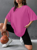 Plain Round Neck Casual Short Sleeve Crew Neck Summer Top Daily T-Shirts, Hoodie, Sweatshirt - T-Shirt, Sweatshirt, Hoodie