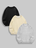 Plain Thermal Lined Crew Neck Casual Drop Shoulder Long Sleeve Fall & Winter Clothes Daily T-Shirts, Hoodie, Sweatshirt - T-Shirt, Sweatshirt, Hoodie