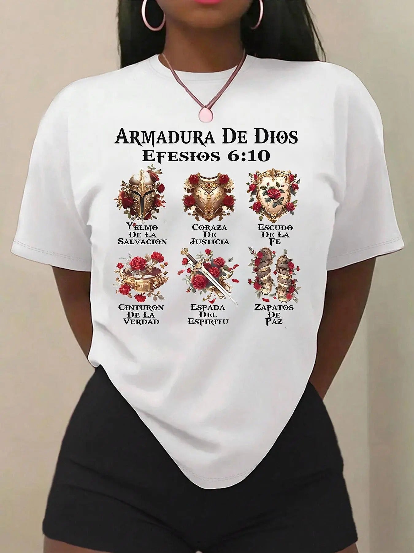 Rose & Letter Print Round Neck Vintage Casual Short Sleeve Daily All Seasons Tops T-Shirts, Hoodie, Sweatshirt - T-Shirt, Sweatshirt, Hoodie