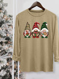 Santa Claus Print Round Neck Casual Long Sleeve Crew Neck Fall & Winter Top Daily T-Shirts, Hoodie, Sweatshirt - T-Shirt, Sweatshirt, Hoodie