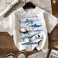 Shark Print Round Neck Casual Short Sleeve Crew Neck Summer Top Daily Wearstyle{N002}3 T-Shirts, Hoodie, Sweatshirt - T-Shirt, Sweatshirt, Hoodie