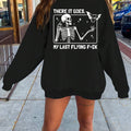 Skeleton & Letter Print Drop Shoulder Casual Long Sleeve Round Neck Fall & Winter Clothes Daily T-Shirts, Hoodie, Sweatshirt - T-Shirt, Sweatshirt, Hoodie