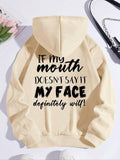 Slogan Drawstring Drop Shoulder Long Sleeves Casual Hooded Daily Outdoor Clothes T-Shirts, Hoodie, Sweatshirt - T-Shirt, Sweatshirt, Hoodie