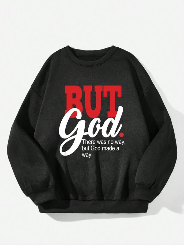 Slogan Print Drop Shoulder Street Casual Crew Neck Daily Fall & Winter Clothes T-Shirts, Hoodie, Sweatshirt - T-Shirt, Sweatshirt, Hoodie