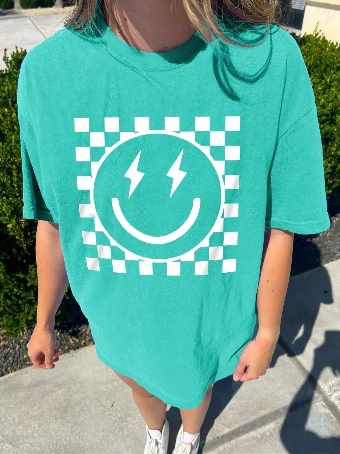 Smile Face Print Round Neck Casual Half Sleeve Daily Summer Clothes T-Shirts, Hoodie, Sweatshirt - T-Shirt, Sweatshirt, Hoodie