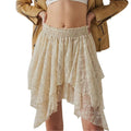 Summer Mini Skirts Irregular Hem Lace Floral Skirt Daily Travel Parties Womenswear Bottom T-Shirts, Hoodie, Sweatshirt - T-Shirt, Sweatshirt, Hoodie