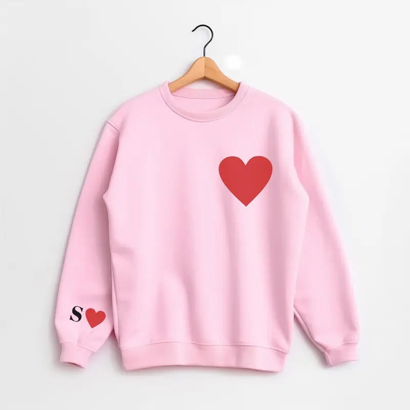 Valentines Initial Sleeve Couple Matching Valentine Loose Fit Fabric T-Shirts, Hoodie, Sweatshirt - T-Shirt, Sweatshirt, Hoodie