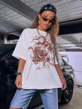 Y2k Dragon Print Round Neck Drop Shoulder Summer Clothes Vintage Baggy Top Casual Comfy Summer T-Shirts, Hoodie, Sweatshirt - T-Shirt, Sweatshirt, Hoodie