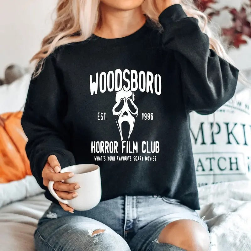 Woodsboro Shirt Horror Movie Club Shirt Ghostface Shirt Horror Movie Lover Shirt Serial Killer Shirt Halloween Club Shirt T-Shirts, Hoodie, Sweatshirt - T-Shirt, Sweatshirt, Hoodie