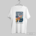 World Cup 2026 America Welcomes The World Funny Political Soccer Unisex T-shirt, Sweatshirt, Hoodie, Long Sleeve Tee - T-Shirt, Sweatshirt, Hoodie
