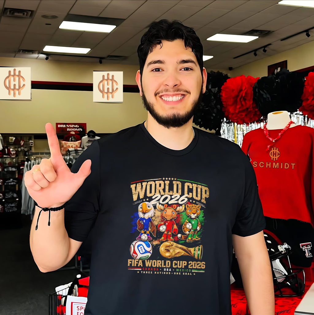 World Cup 2026 trio mascot of host nations Canada USA Mexico shirt Unisex T-shirt, Sweatshirt, Hoodie, Long Sleeve Tee - T-Shirt, Sweatshirt, Hoodie