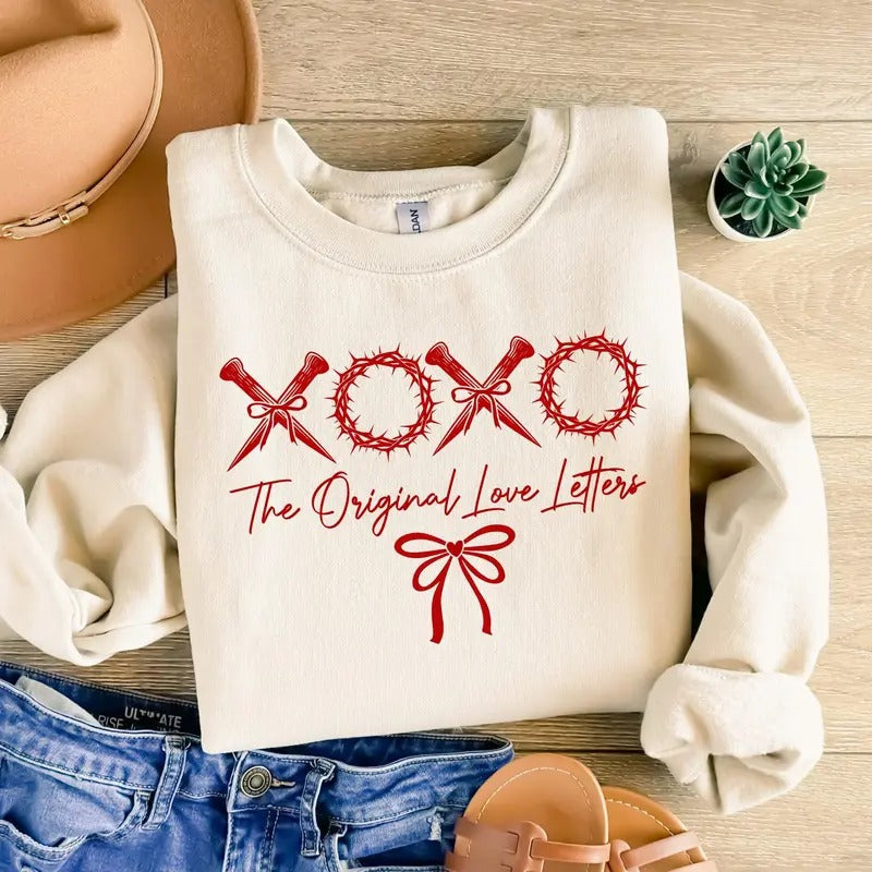 XOXO Original Love Letters Christian Valentines Shirt Shirt Valentine Bow T-Shirts, Hoodie, Sweatshirt - T-Shirt, Sweatshirt, Hoodie