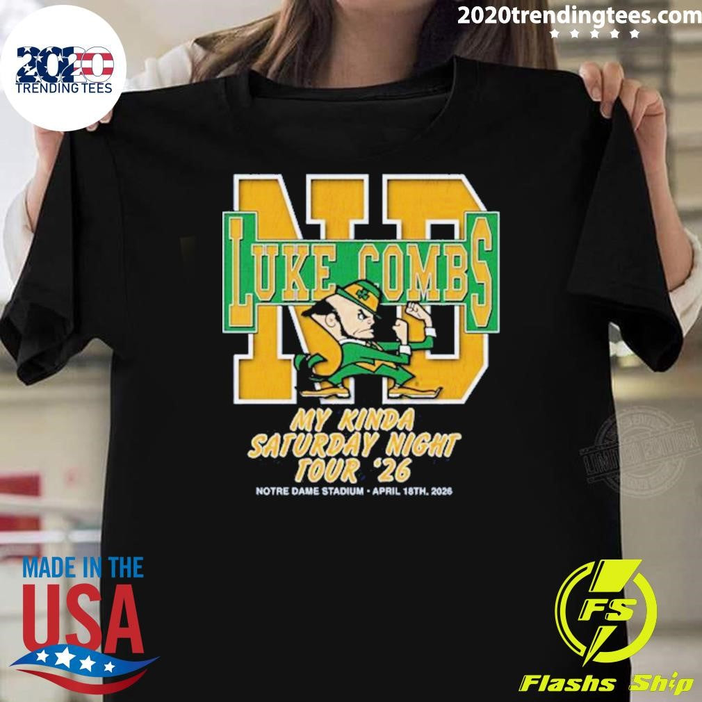 Luke Combs South Bend Indiana 2026 Tour Merch At Notre Dame Stadium April 18 2026 Notre Dame Fighting Irish Big Logo Navy Shirt - T-Shirt, Sweatshirt, Hoodie
