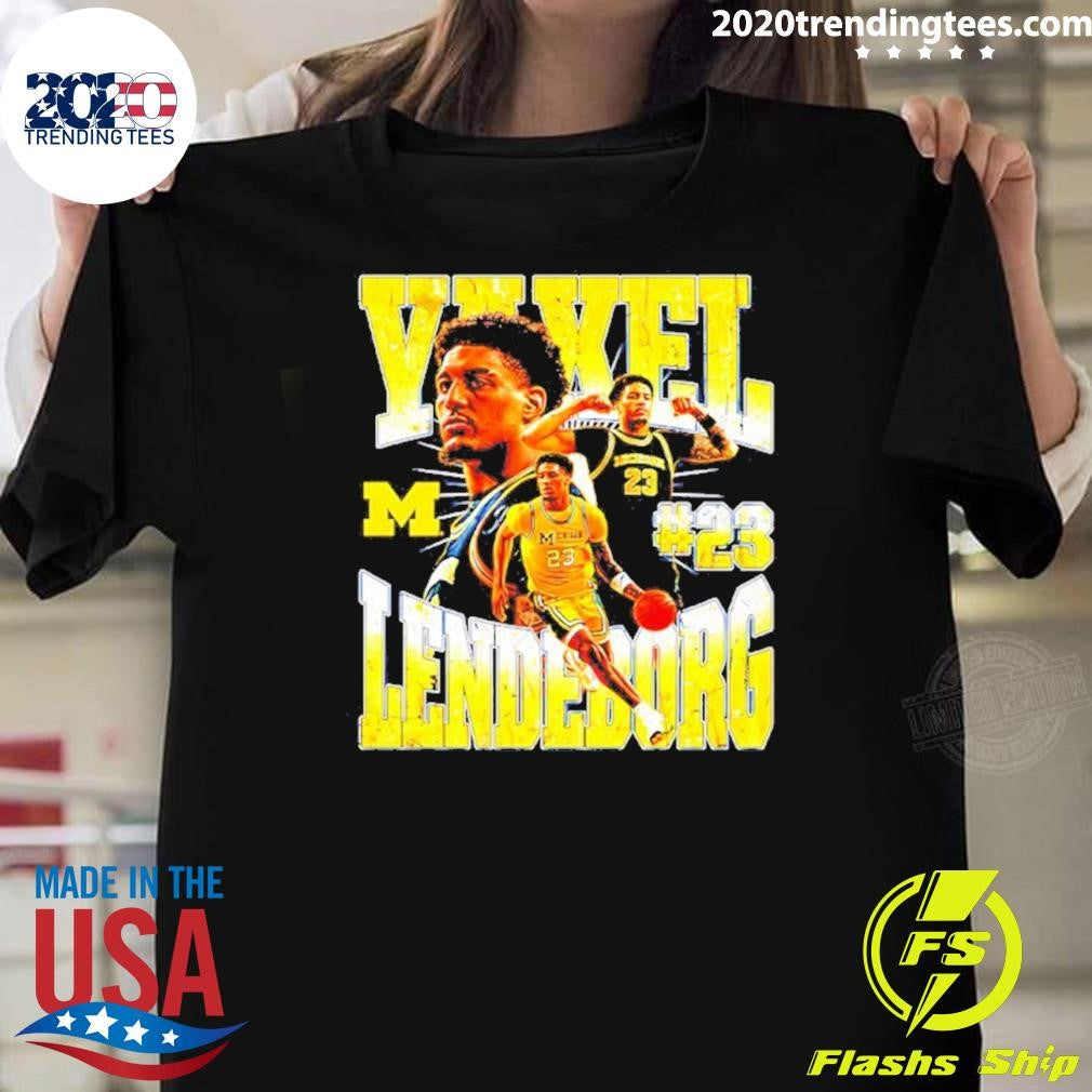 Yaxel Lendeborg 23 Michigan Wolverines Basketball Logo Shirt Unisex T-shirt, Sweatshirt, Hoodie, Long Sleeve Tee - T-Shirt, Sweatshirt, Hoodie
