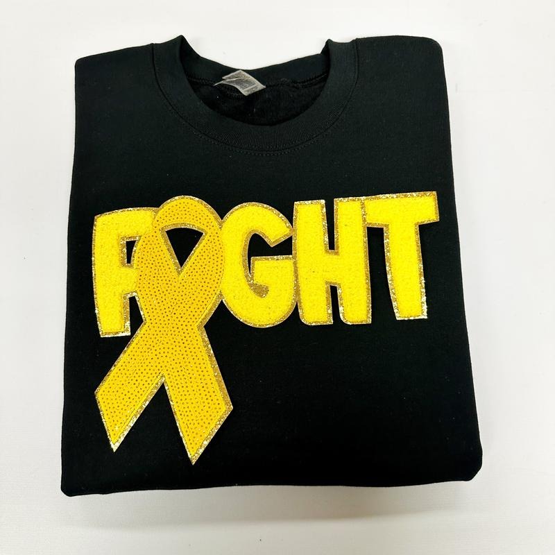 Yellow Fighting Ribbon Patch Gildan T-Shirts, Hoodie, Sweatshirt - T-Shirt, Sweatshirt, Hoodie