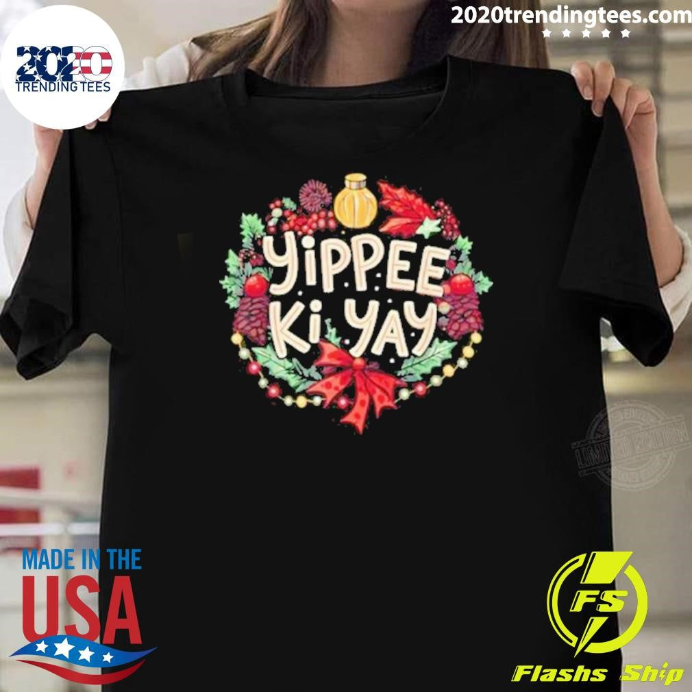 Yippee Ki-Yay Winter Black Cartoon Christmas Humorous Festive Shirt Unisex T-shirt, Sweatshirt, Hoodie, Long Sleeve Tee - T-Shirt, Sweatshirt, Hoodie