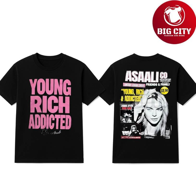 Young Rich Addicted  Asaali Paris Hilton Two Sided Shirt Unisex T-shirt, Sweatshirt, Hoodie, Long Sleeve Tee - T-Shirt, Sweatshirt, Hoodie