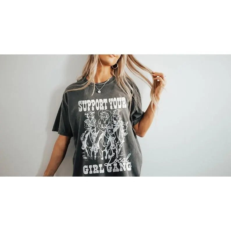 Support Your Local Girl Gang Cowgirl Girl Gang Vintage Inspired Cotton T-Shirts, Hoodie, Sweatshirt - T-Shirt, Sweatshirt, Hoodie