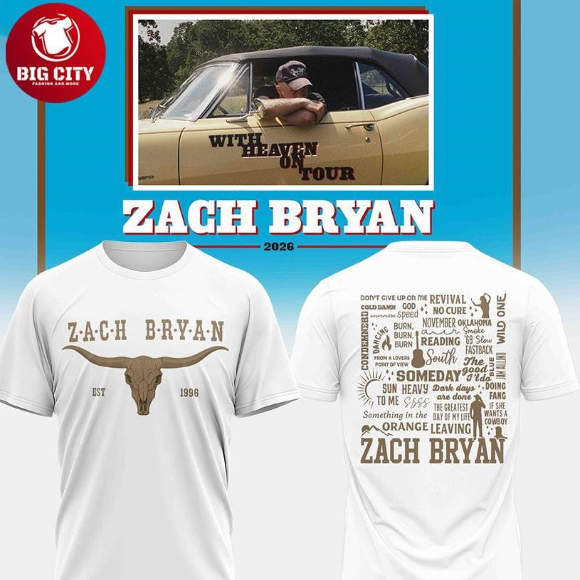 Zach Bryan Texas Longhorns With Heaven On Tour 2026 Celebrate Two Sided Shirt Unisex T-shirt, Sweatshirt, Hoodie, Long Sleeve Tee - T-Shirt, Sweatshirt, Hoodie