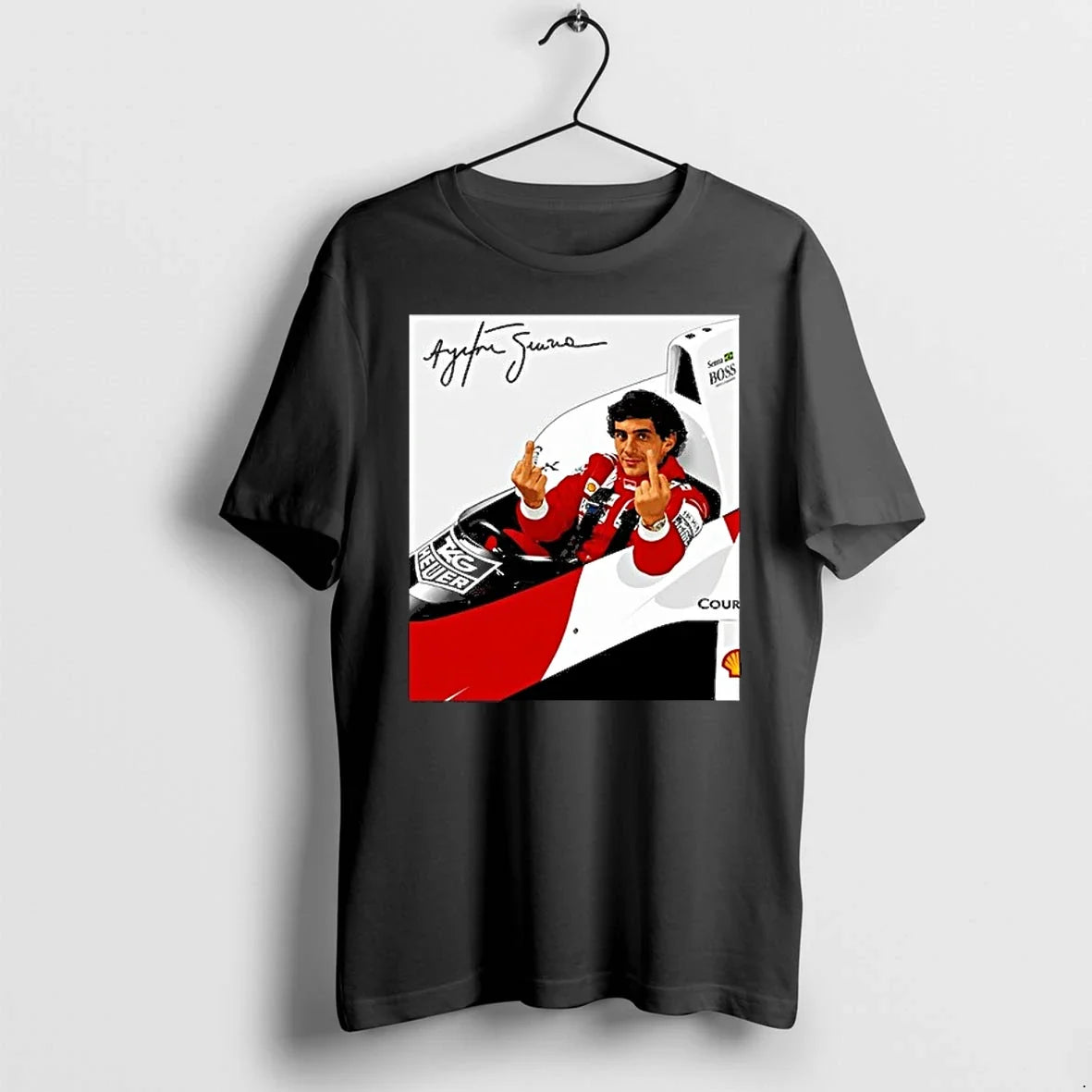 Ayrton Senna Middle Finger Signature Meme 0 Tshirts Sweater Unisex T-shirt, Sweatshirt, Hoodie, Long Sleeve Tee - T-Shirt, Sweatshirt, Hoodie