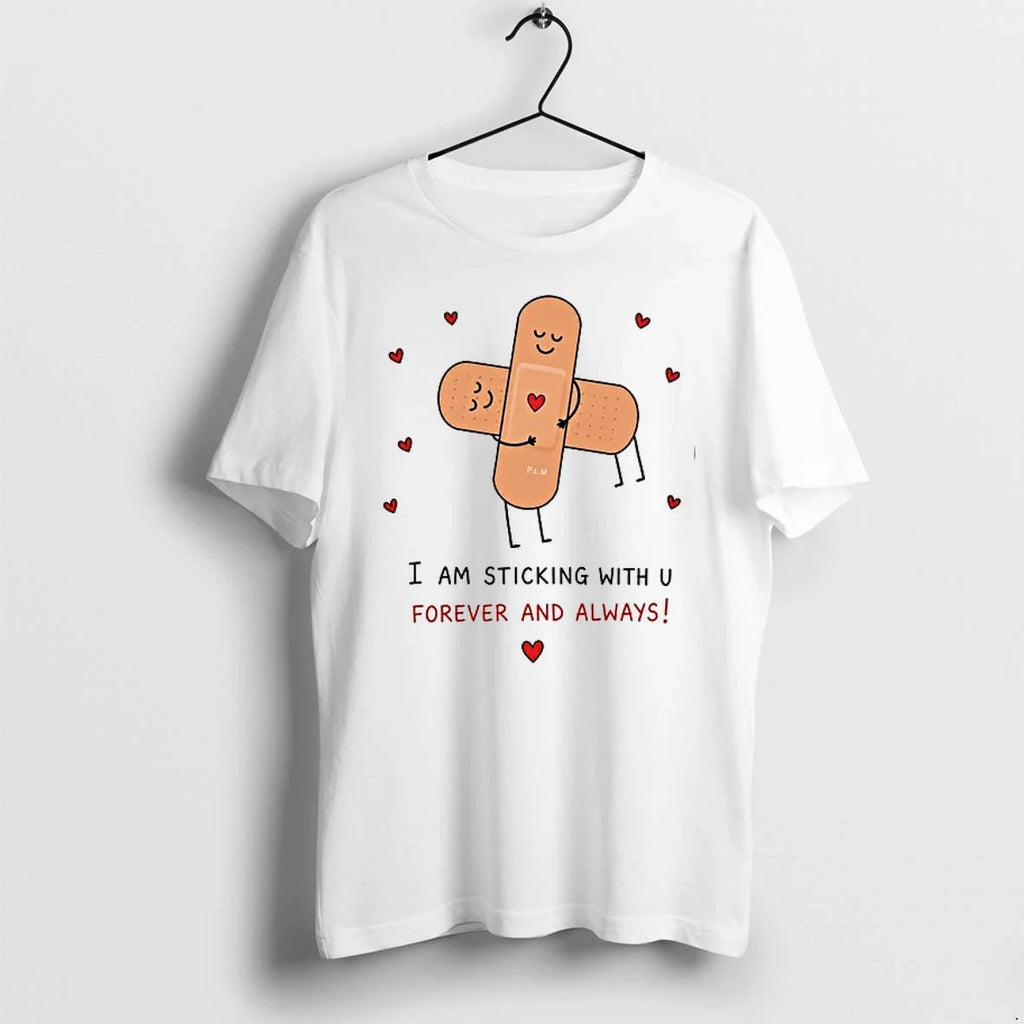 Bandages Hug I Am Sticking With U Forever And Always 0 Tshirts Sweater Unisex T-shirt, Sweatshirt, Hoodie, Long Sleeve Tee - T-Shirt, Sweatshirt, Hoodie