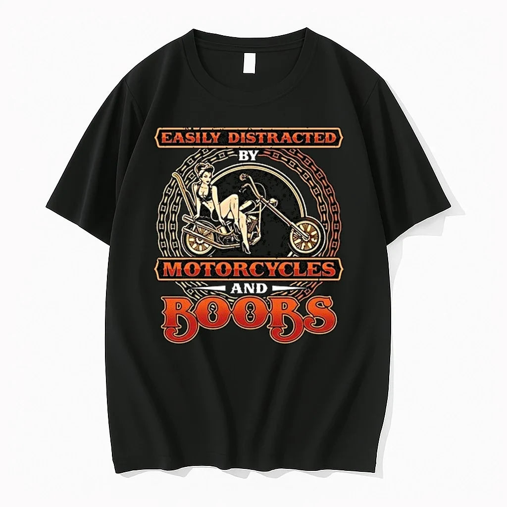 Biker Easily Distracted By Motorcycles And Boobs 0 Tshirts Sweater Unisex T-shirt, Sweatshirt, Hoodie, Long Sleeve Tee - T-Shirt, Sweatshirt, Hoodie