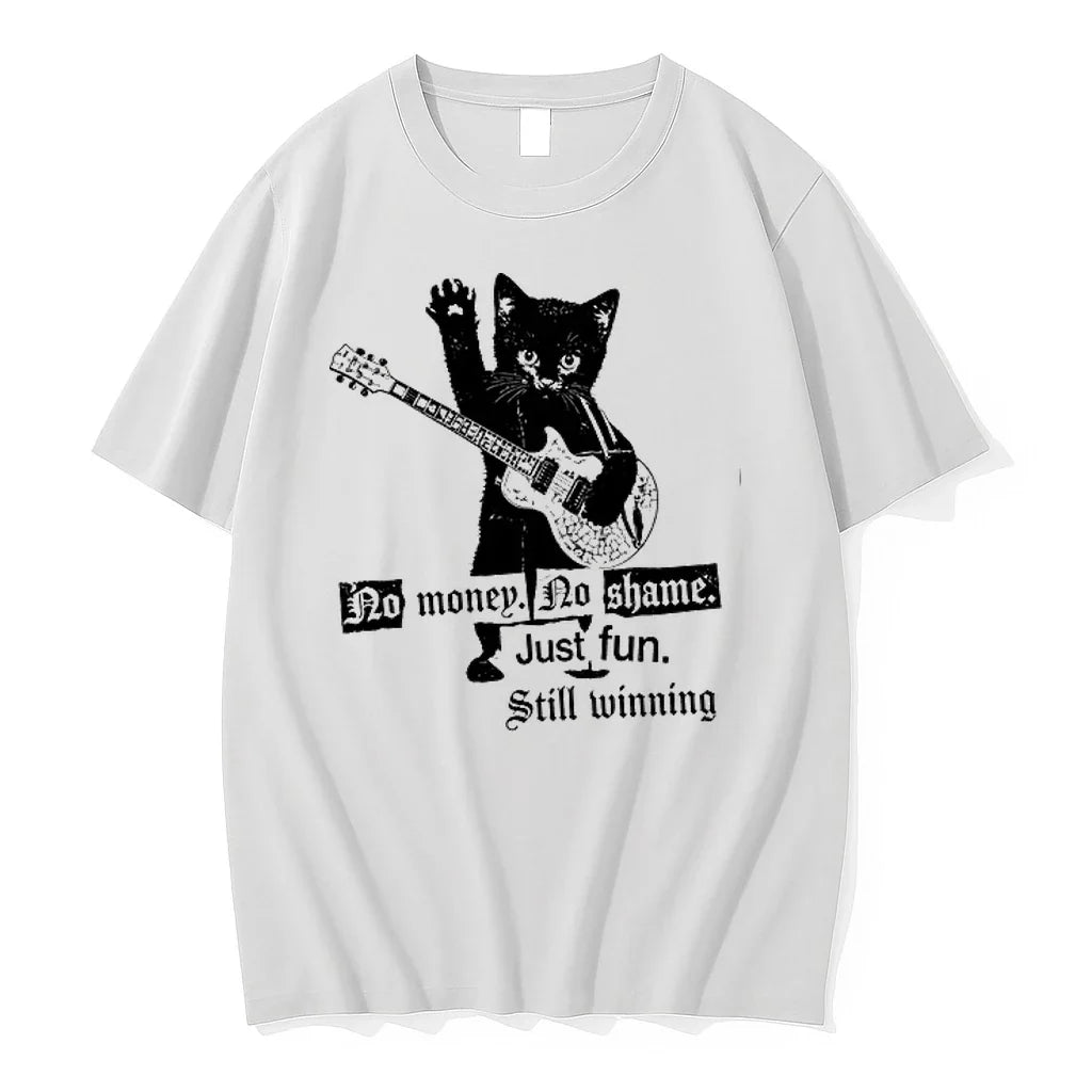 Cat No Maney No Shame Just Fun Still Winning 0 Tshirts Sweater Unisex T-shirt, Sweatshirt, Hoodie, Long Sleeve Tee - T-Shirt, Sweatshirt, Hoodie